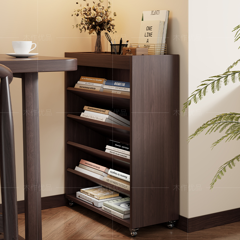 中古风可移动书柜置物架收纳柜子