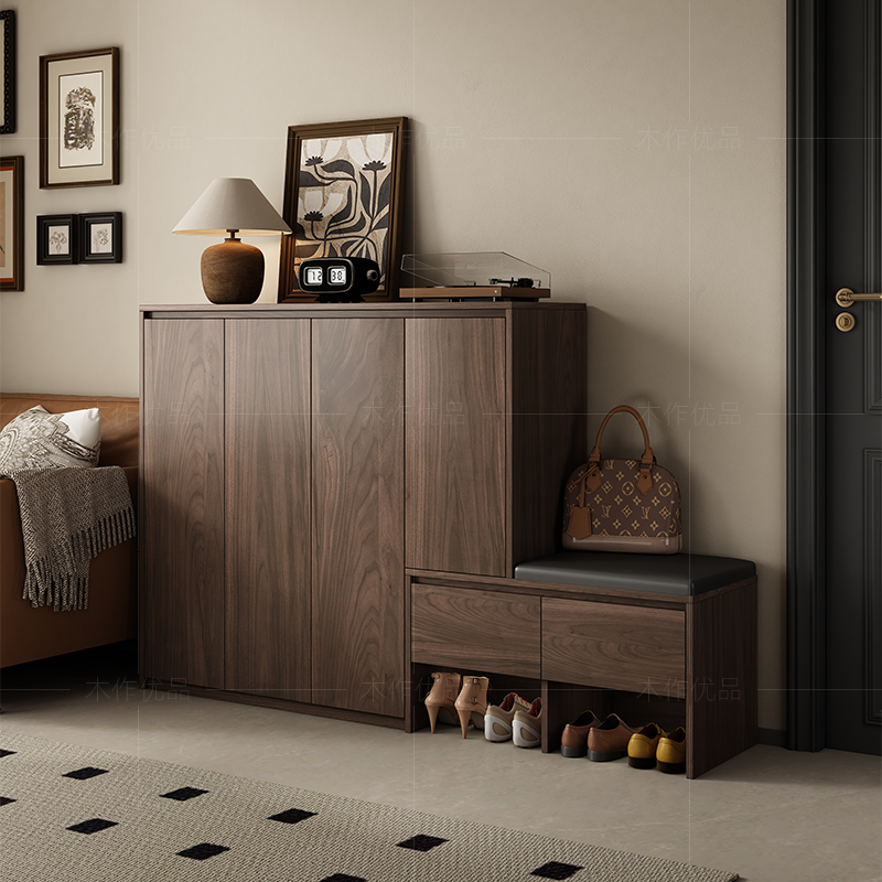 玄关柜中古风实木环保基材鞋柜