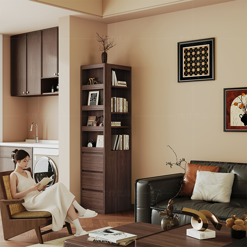 中古风实木极窄夹缝收纳储物柜