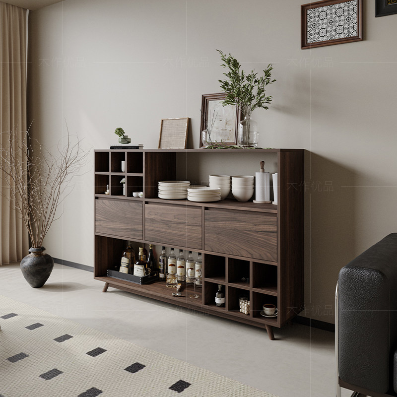 中古风实木餐边柜靠墙一体玄关柜储物柜法式复古边柜格子柜茶具架,住宅家具,餐边柜,淘宝优惠券,粉丝福利购,淘宝优惠卷