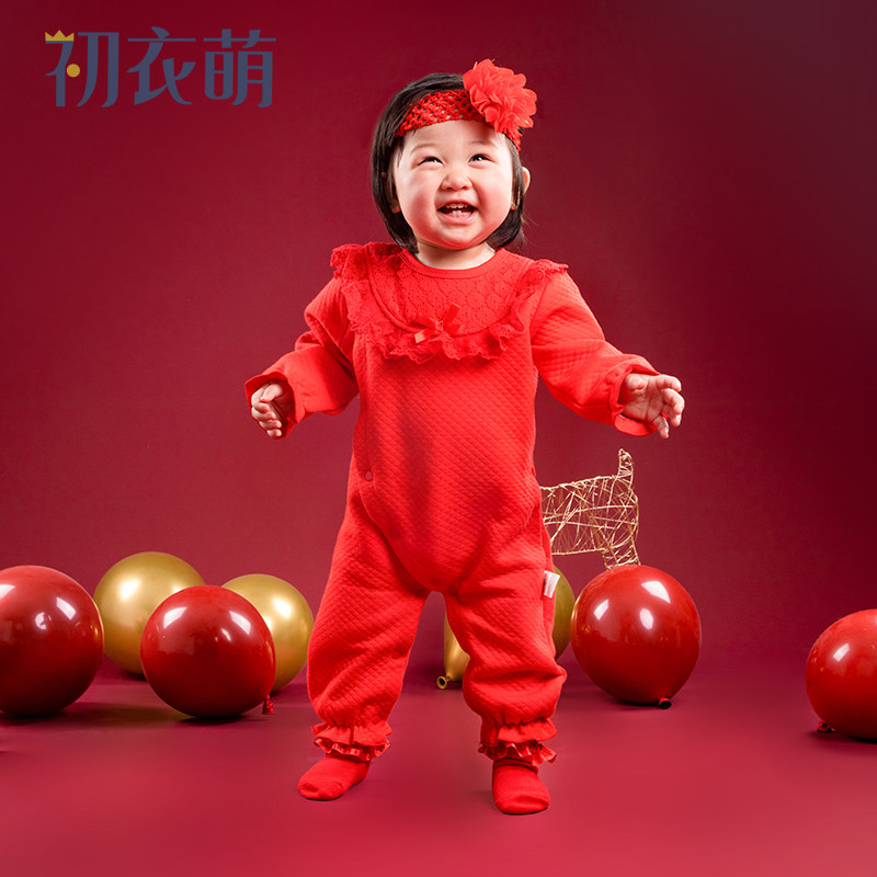 初衣萌无帽春秋季节幼儿爬服图片