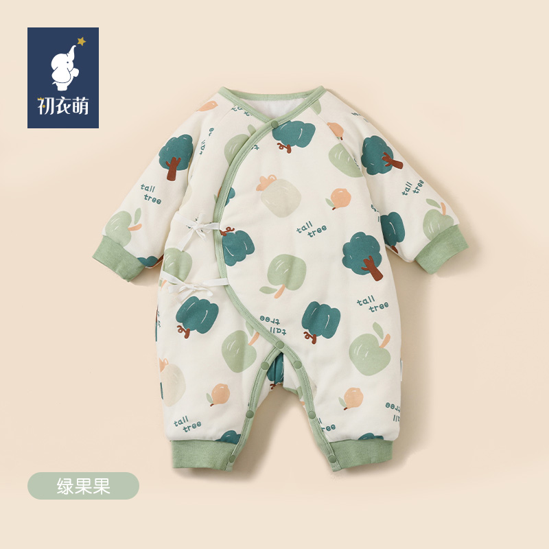 初衣萌婴儿夹棉加厚连体衣秋冬新款新款宝宝衣服