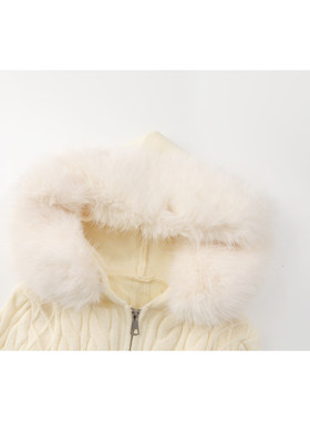 美式复古设计感气质减龄辣妹百搭灰色大毛领针织衫开衫外套女冬季