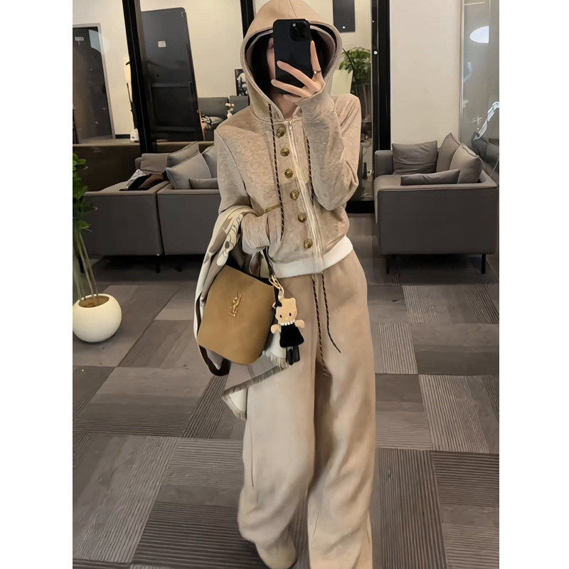 2026超火冬装一整套加厚保暖连帽卫衣外套阔腿裤休闲运动两件套装,女装/女士精品,时尚套装,淘宝优惠券,粉丝福利购,淘宝优惠卷