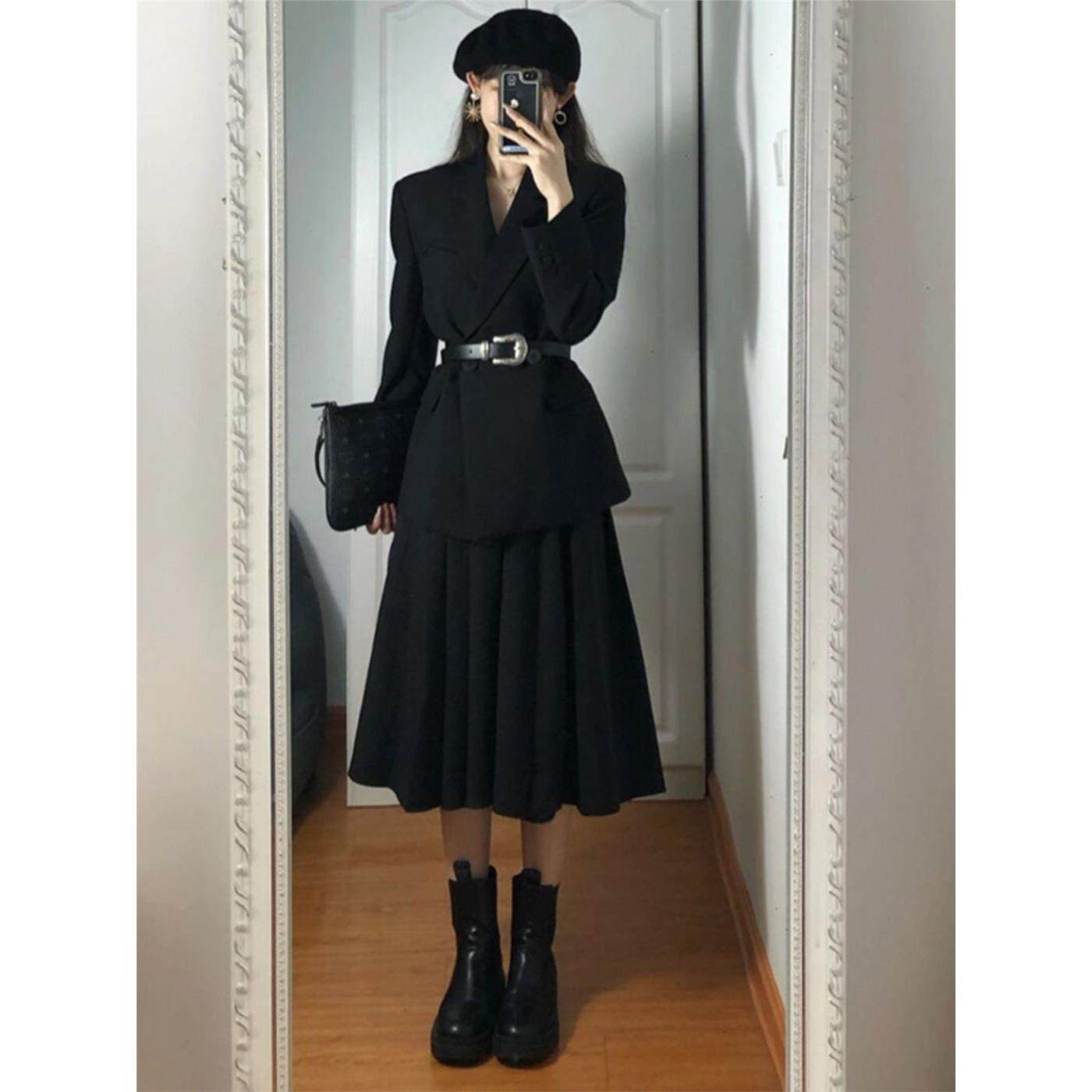 2025秋冬微胖御姐穿搭配一整套高级感西服外套连衣裙子两件套装女,女装/女士精品,连衣裙,淘宝优惠券,粉丝福利购,淘宝优惠卷