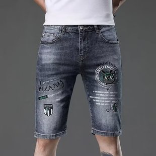 刷白做旧牛仔短裤男款美式休闲复古水洗五分裤直筒痞帅薄款中裤夏