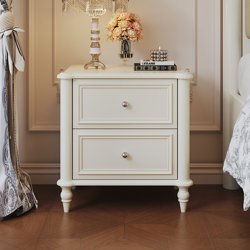 法式实木床头柜卧室轻奢高级感小户型床边侧边柜奶油风2026年新款