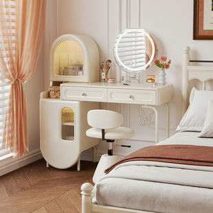 法式梳妆台收纳柜一体大容量轻奢高级感主卧二合一书桌化妆桌新款
