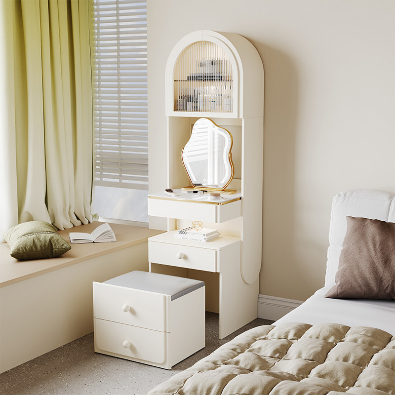 墨乔床头柜梳妆台一体轻奢小户型卧室奶油风化妆柜实木岩板化妆桌,住宅家具,梳妆台/桌,淘宝优惠券,粉丝福利购,淘宝优惠卷