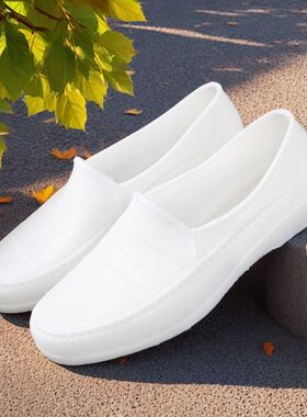 建筑工地男女鞋耐厚底磨防水厨房工作防滑防臭白色劳保王百搭胶鞋