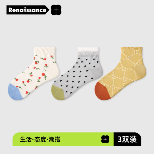 R9283碎花文艺风夏季短袜