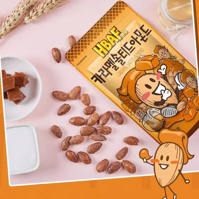 韩国hbaf芭蜂焦糖盐焗巴旦木坚果仁汤姆农场解馋营养零食小吃大包