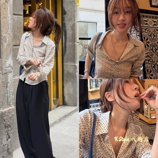 fletta 26新款气质修身碎花衬衫女长袖翻领少女感舒适休闲上衣