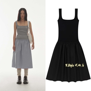 现货 coyseio 26夏季新款 学院风少女系无袖拼色工字背心连衣裙