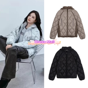 宁艺卓同款 kim 菱格纹休闲保暖连帽羽绒服外套女 Matin 现货秒发