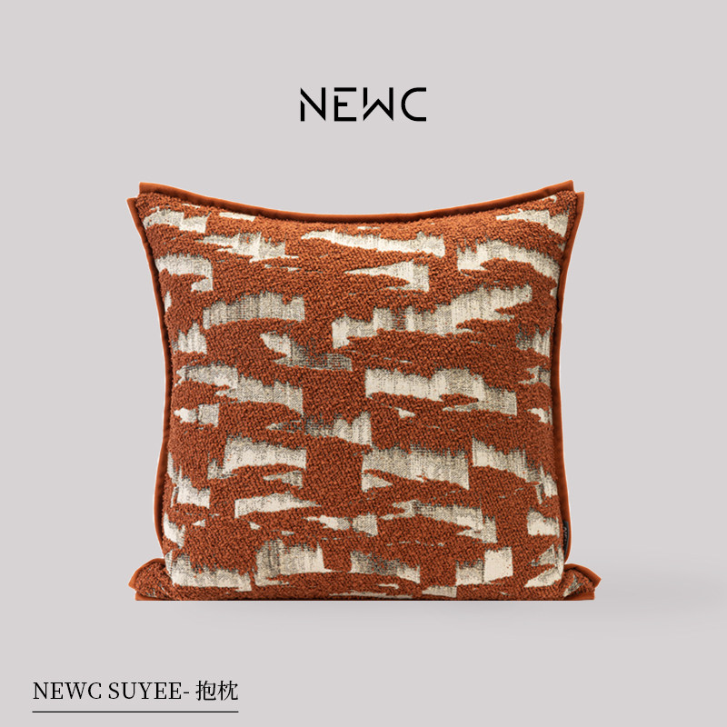 新宸优品现代简约轻奢抱枕高端客厅沙发样板间飘窗红色雪尼尔靠垫