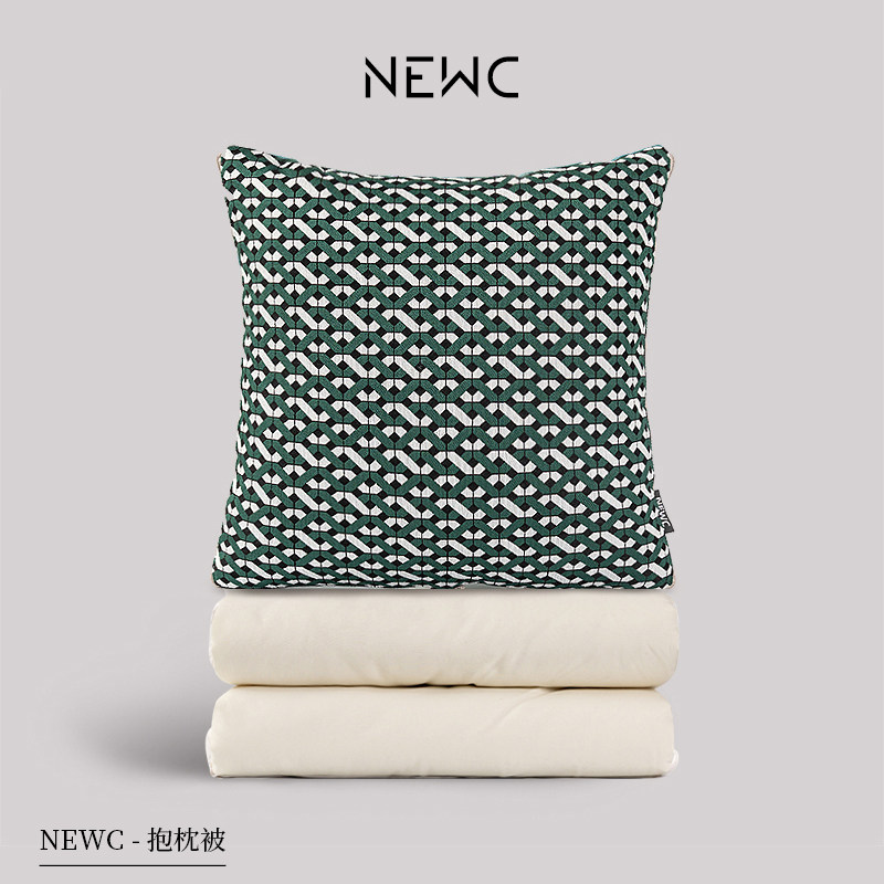 新宸优品现代轻奢军绿色全棉抱枕被子两用客厅沙发办公午休空调被,居家布艺,抱枕被,淘宝优惠券,粉丝福利购,淘宝优惠卷