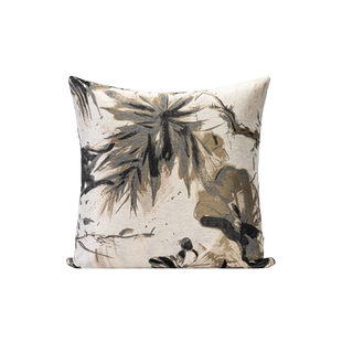 新宸优品新中式抽象水墨抱枕高端客厅沙发会所茶室中古风金色靠垫