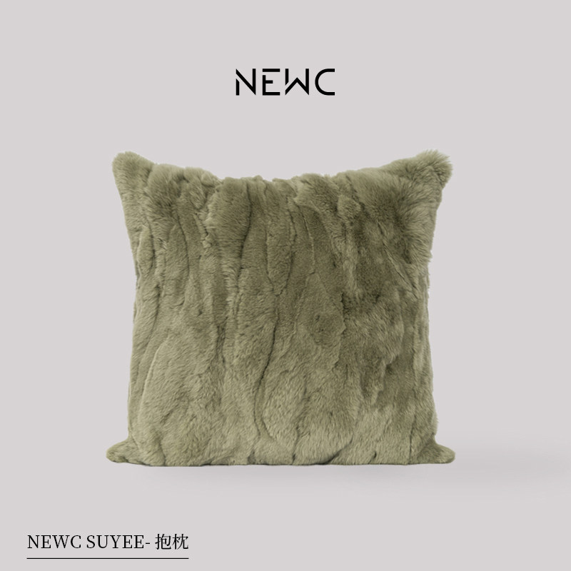 NEWC新宸优品抱枕獭兔毛真毛