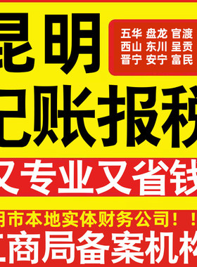 昆明公司代办记账小规模五华盘龙官渡西山东川呈贡晋宁区做账报税