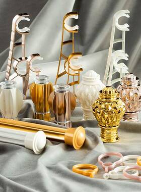 加厚铝合金lmg窗帘罗马杆黑白色单杆双杆窗帘卧轨道杆子室支架配