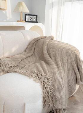 KER上纯I色IKER2507针织毯侘寂风宿民床尾装饰毯床搭巾午睡毯盖毯