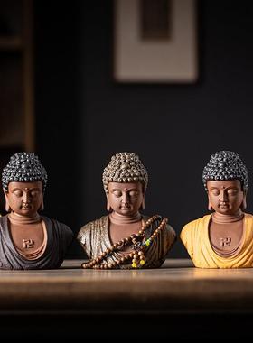 中式禅意像陶瓷释迦摩尼半身像佛45120512居头家玄关古架装饰鱼缸