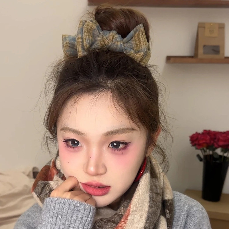 格纹发夹女学院风双层立体在逃公主丸子夹抓夹高马尾学生盘发头饰