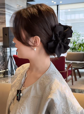 法式气质蝴蝶结抓夹发卡高级感黑色发夹后脑勺盘发饱满显发量头饰