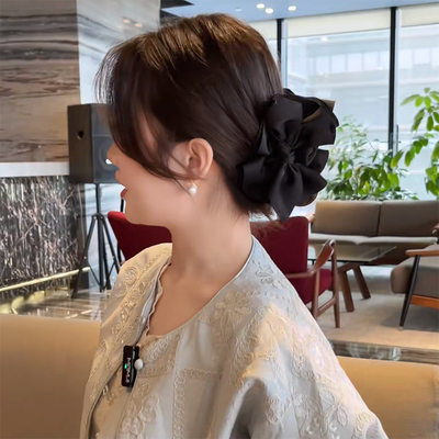 法式气质蝴蝶结抓夹发卡高级感黑色发夹后脑勺盘发饱满显发量头饰