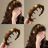 美拉德布艺缠绕齿梳发箍女美式 通勤日常外戴头箍高颅顶压发卡头饰