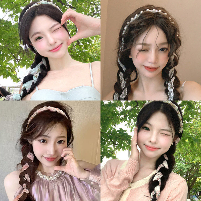 夏季发带女压发头箍发箍飘带丝巾绑发一体系编发头饰发捆头巾发绳