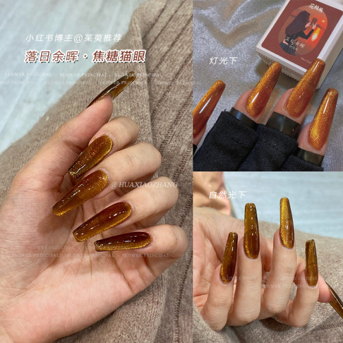 【花校长】落日余晖小灯泡琥珀焦糖猫眼爆闪网红爆款美甲甲油胶