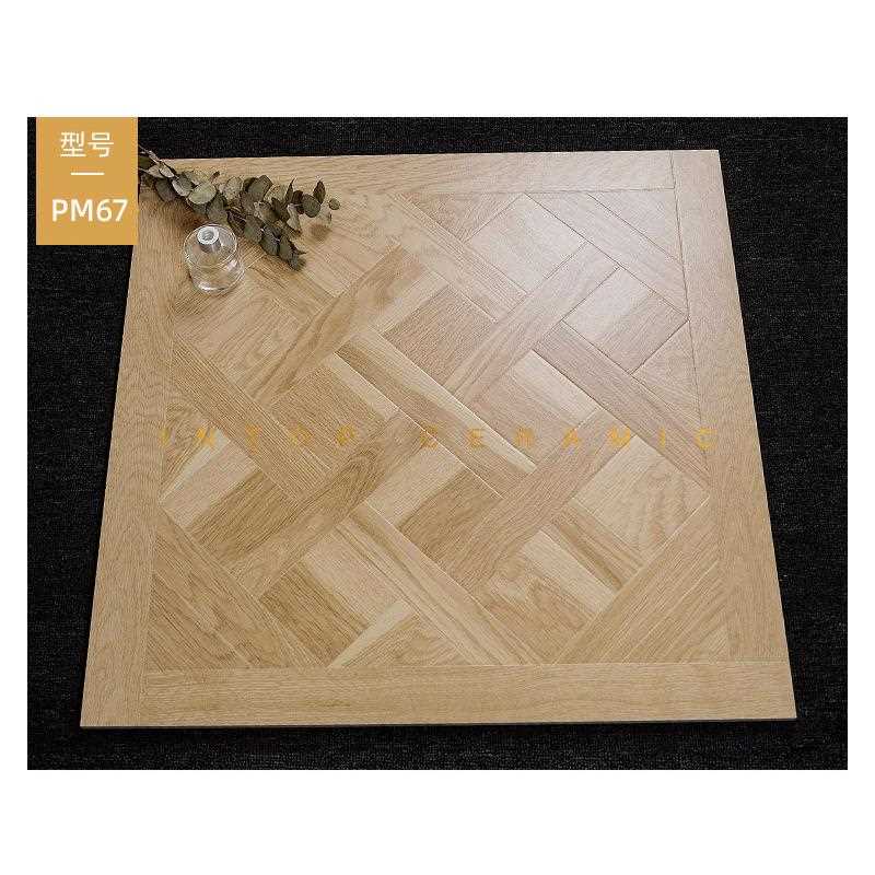 新款直销复古拼花木纹砖600x600法式客厅卧室阳台地砖哑光仿实木