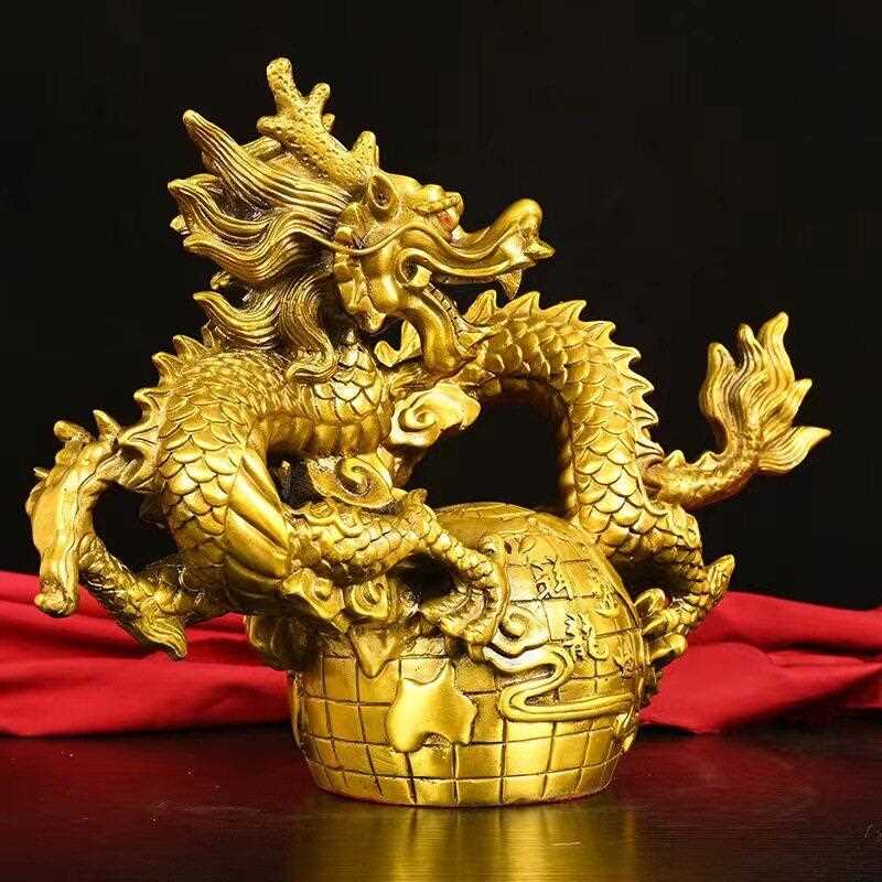 新款直销龙摆件黄铜祥龙盛世铜艺工艺品级酒柜装饰中式隔断柜搭配