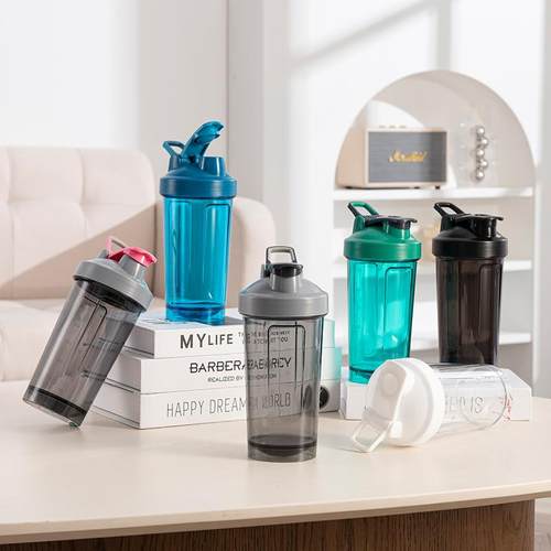 新款直销500ML塑料杯密封广告杯健身杯运动水杯PC搅拌杯 蛋白粉摇