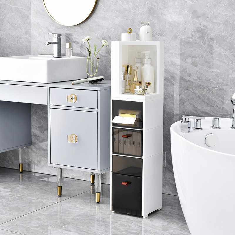 新款直销浴室夹缝柜置物架收纳小推车免安装厕所卫生间马桶储物柜