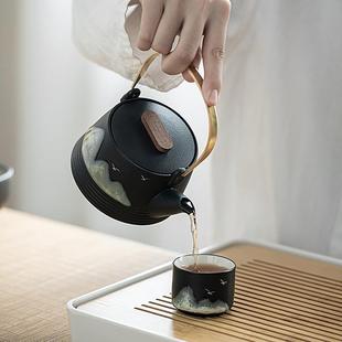 直销远山手绘功夫茶具套装 新款 家用客厅陶瓷轻奢现代简约茶壶盖碗