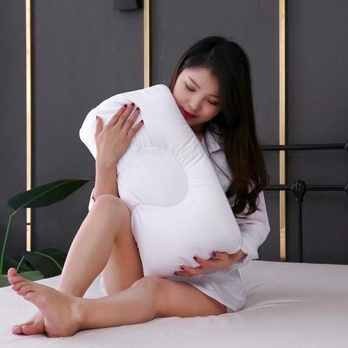 新款直销亚马逊粒子头型护颈按摩枕 白色可水洗成人家用睡眠枕枕