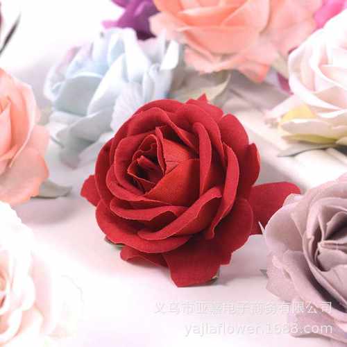 新款直销仿真花玫瑰花头 绒布玫瑰 婚庆婚礼新娘胸花 家居桌面装