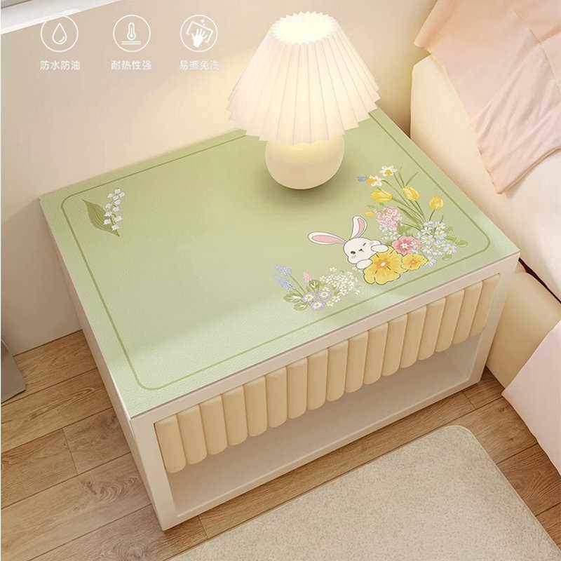 新款直销卧室床头柜盖布兔年可爱ins风垫子盖布防水防油皮革小桌,居家布艺,桌布,淘宝优惠券,粉丝福利购,淘宝优惠卷