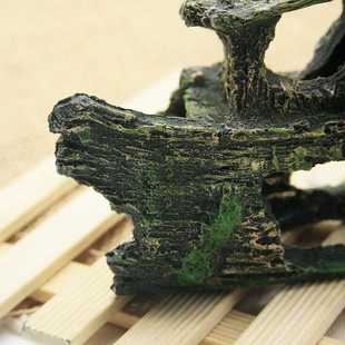 新款直销沉船 鱼缸 造景 仿真假山石头山 水族箱装饰沉木 小断船