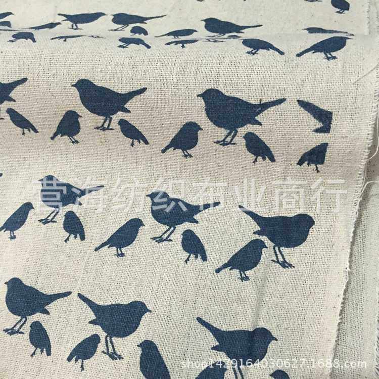 新款直销厂价供应  麻布印花 涂料印染 红雀 蓝雀 桌布 抱枕 工艺,居家布艺,海绵垫/布料/面料/手工diy,淘宝优惠券,粉丝福利购,淘宝优惠卷