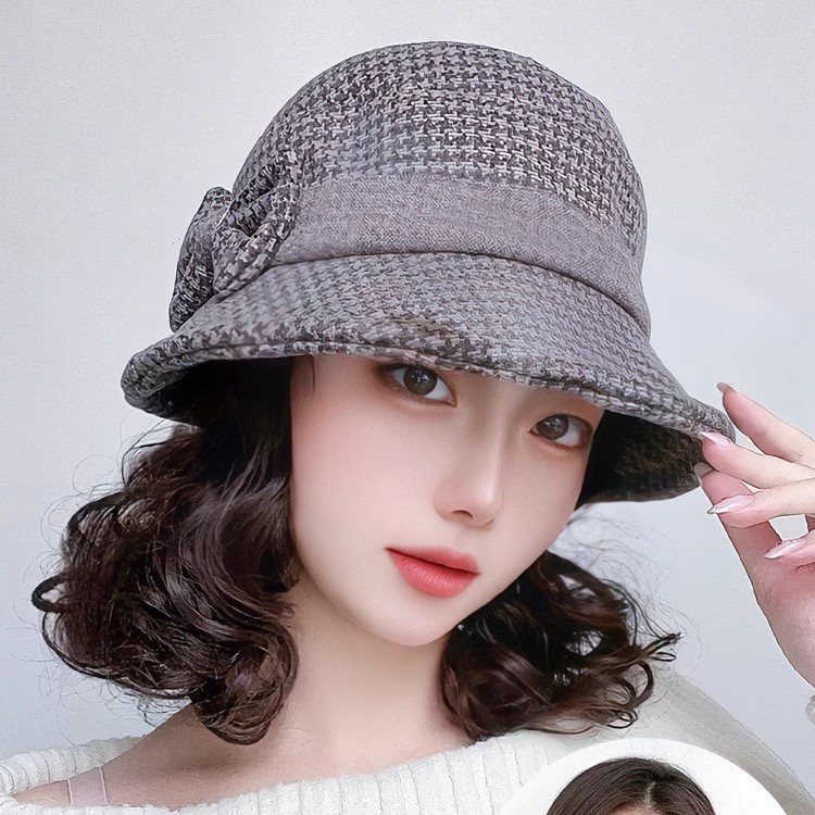 新款直销假发女秋冬中老年妈妈帽子假发一体渔夫盆帽时尚短卷发仿