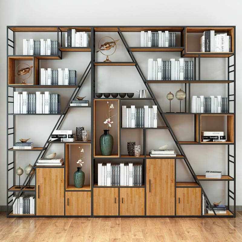 新款直销铁艺书架置物架落地书柜创意现代简约客厅北欧书房实木办