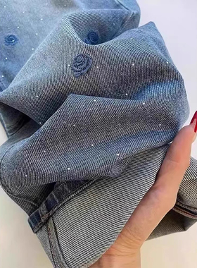 复古刺绣烫钻牛仔裤女春季高腰显瘦窄版直筒裤垂感高级感阔腿裤子