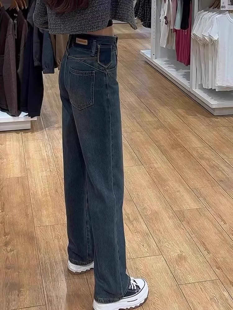 欧洲覆古牛仔裤的妇女在春季和秋季羊毛衬里到Heattech窄阔腿裤胖