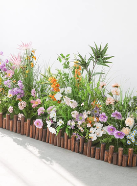 商场阳台花园造景道具木栅栏花坛围栏幼儿园室内装饰木桩摆件落地