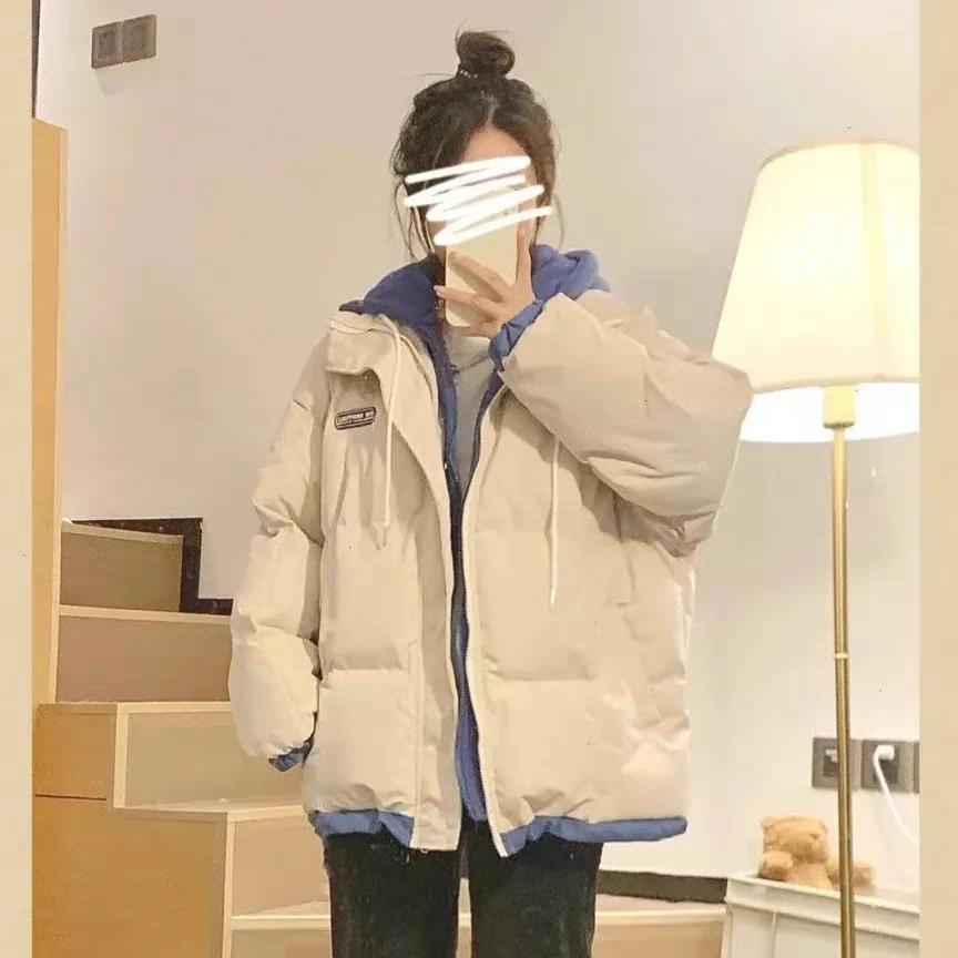 青少年羽绒服女冬季新款高中初中学生假两件棉服加厚保暖棉衣外套