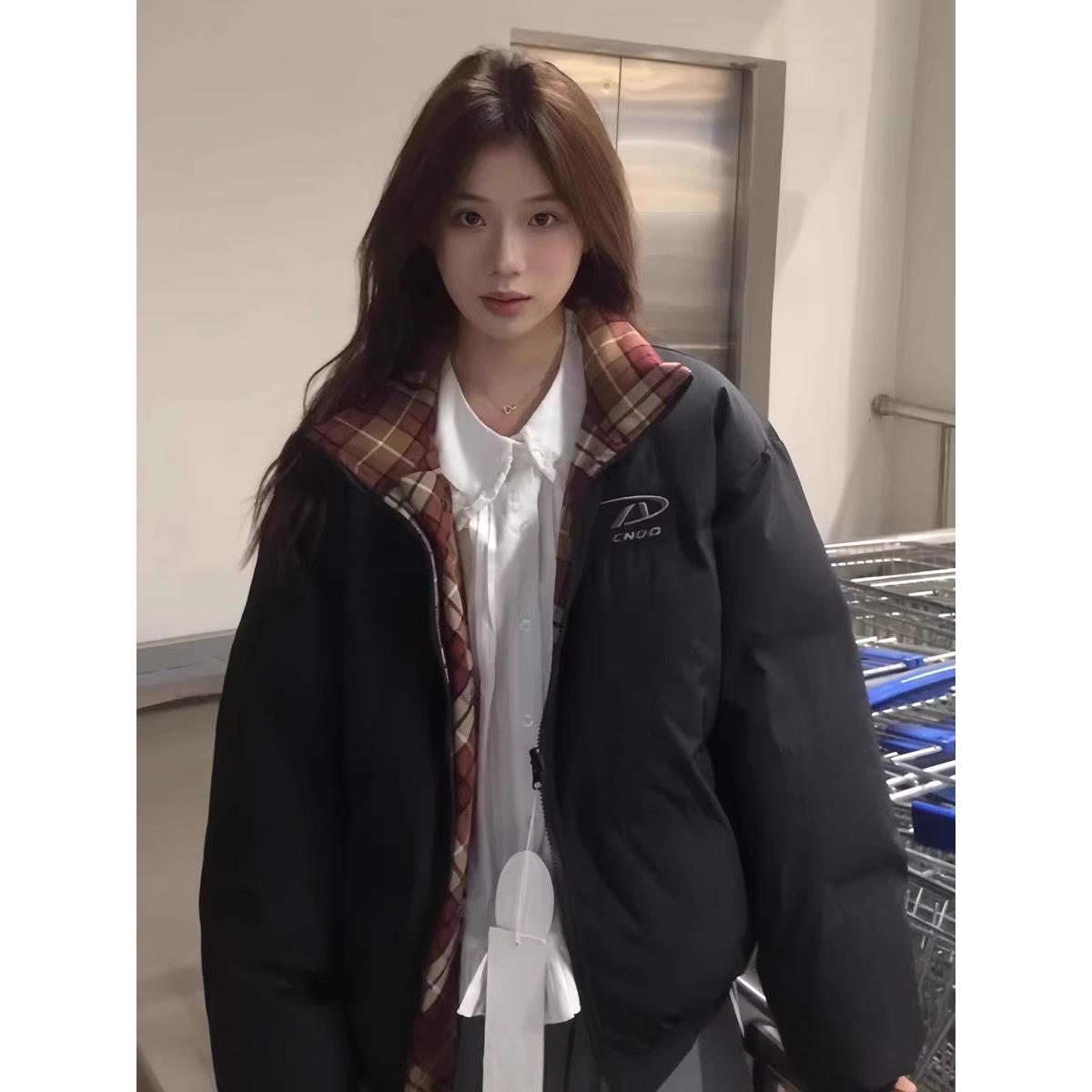 美式复古羽绒棉服女冬季2024新款学生情侣面包服宽松加厚棉衣外套